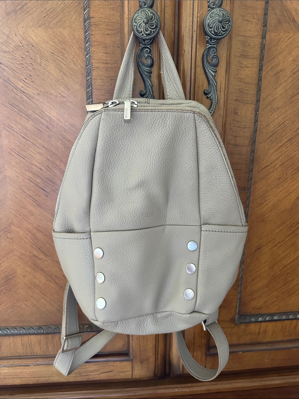 Hammitt Pebbled Leather Backpack in Light Gray